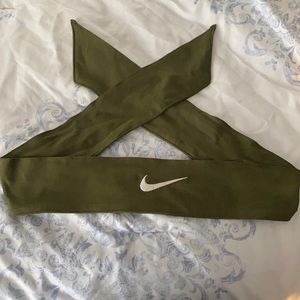 nike army green tie headband